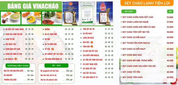 Cháo ăn dặm Vinachao với hơn 30 món thay đổi hằng ngày