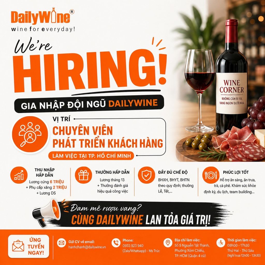 DAILYWINE TUYỂN DỤNG CHUYÊN VIÊN PHÁT TRIỂN KHÁCH HÀNG TẠI TP.HỒ CHÍ MINH
