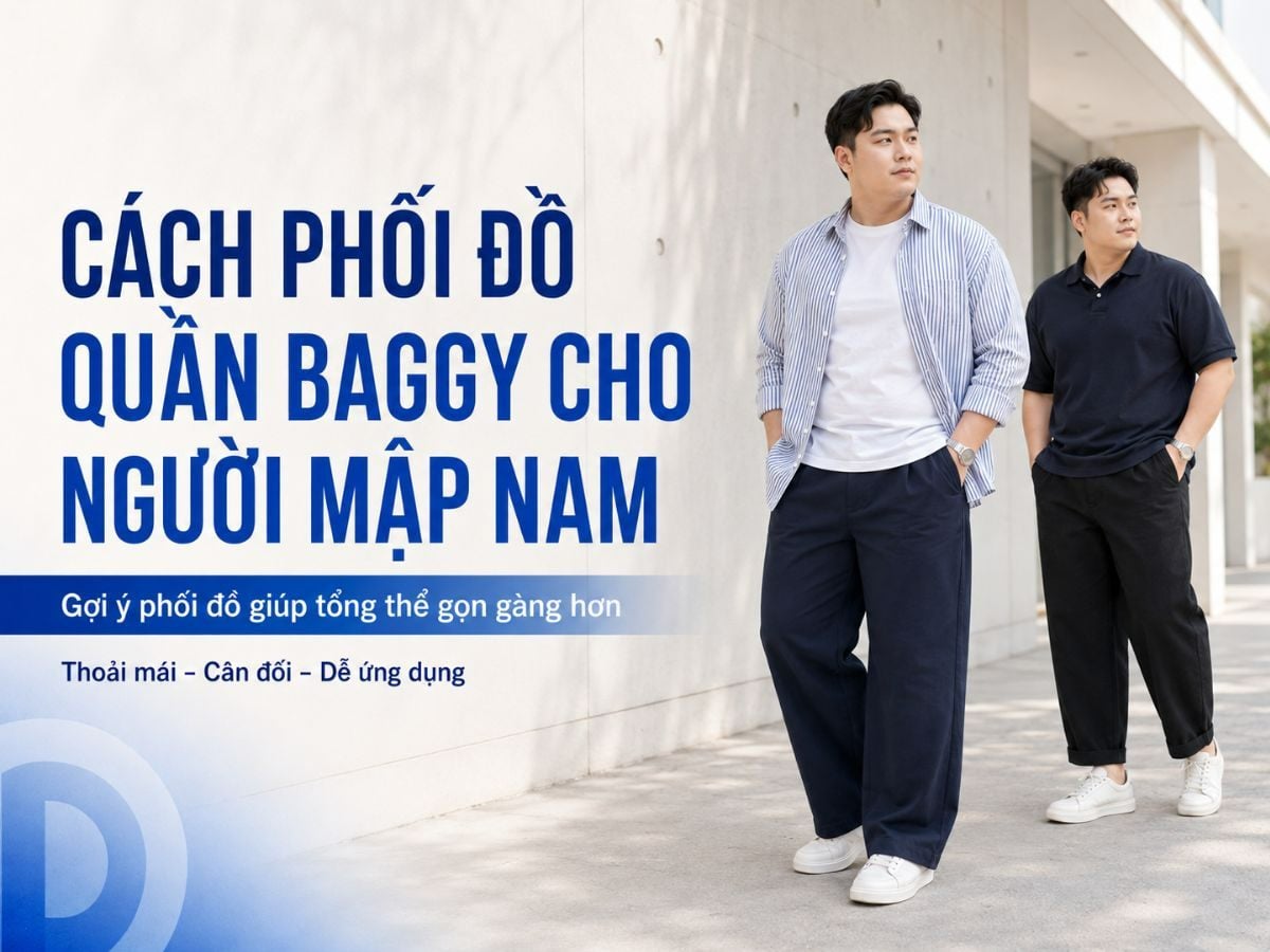 Cách phối đồ quần baggy cho người mập nam gọn gàng