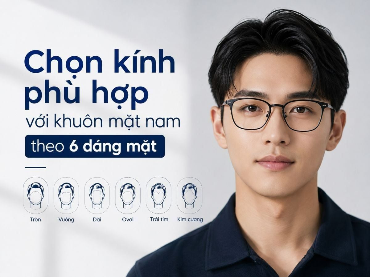 Chọn kính phù hợp với khuôn mặt nam theo 6 dáng mặt
