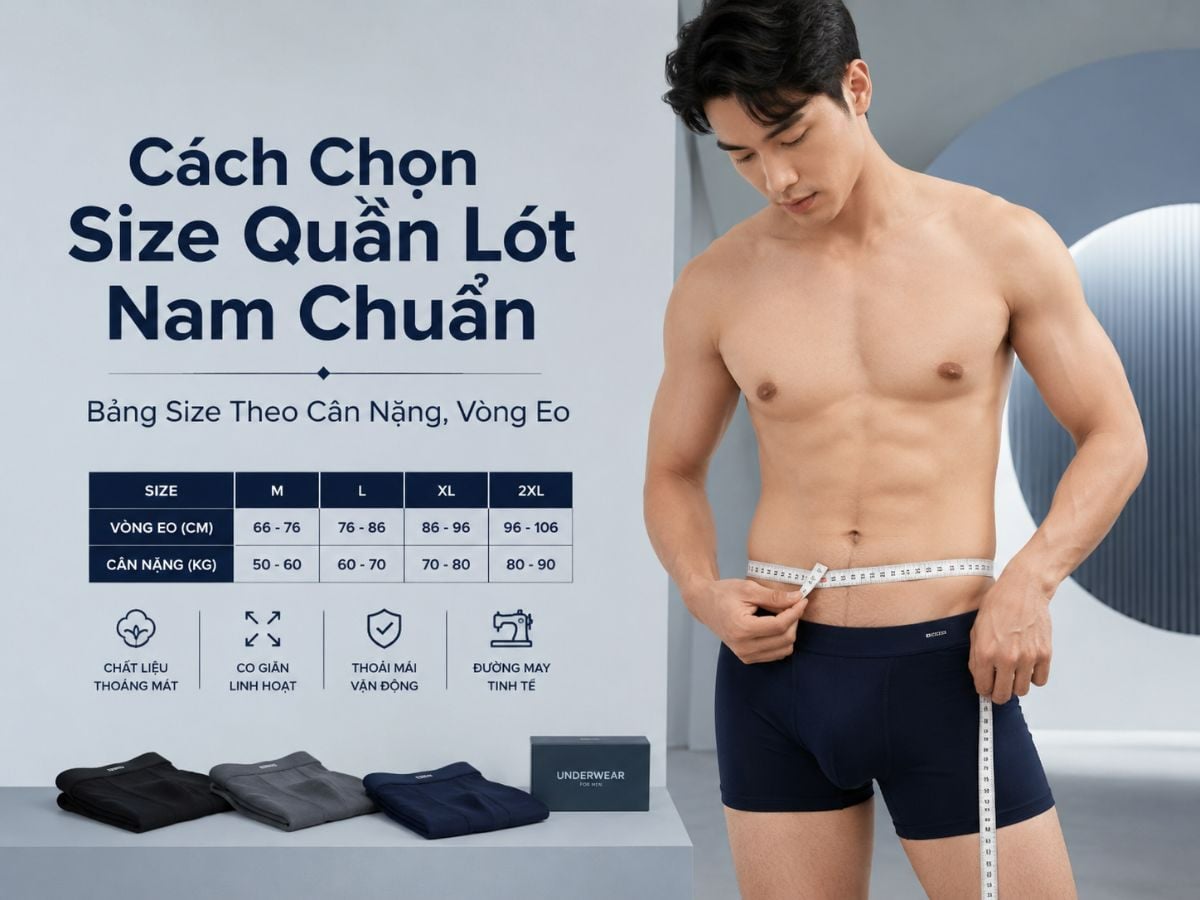 Cách Chọn Size Quần Lót Nam Chuẩn: Bảng Size Theo Cân Nặng, Vòng Eo