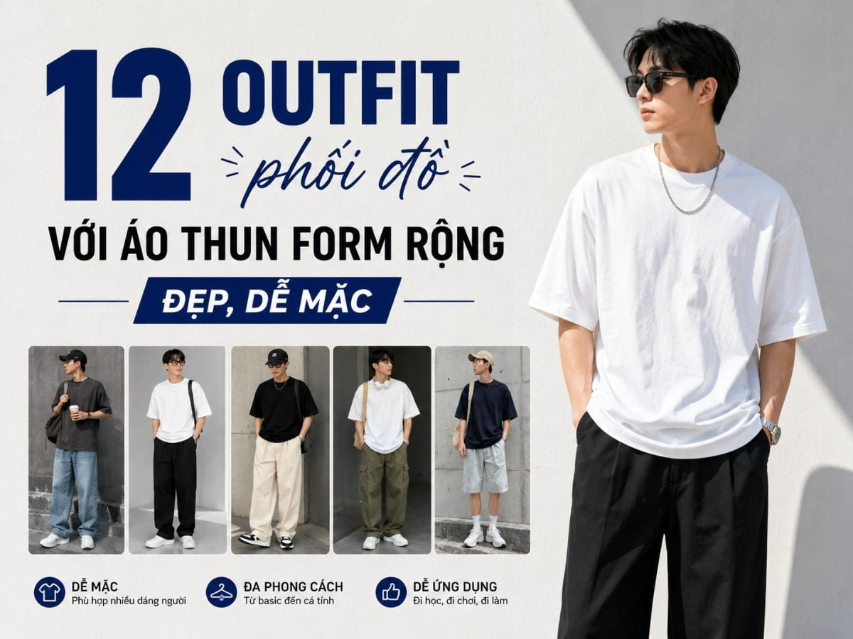 12 Outfit phối đồ với áo thun form rộng đẹp, dễ mặc