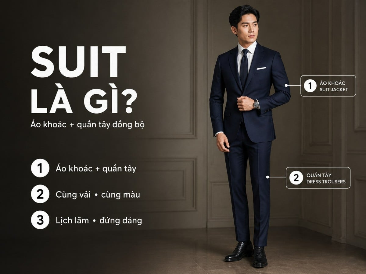 Suit là bộ âu phục hoàn chỉnh boa gồm áo khoác suit, quần tây