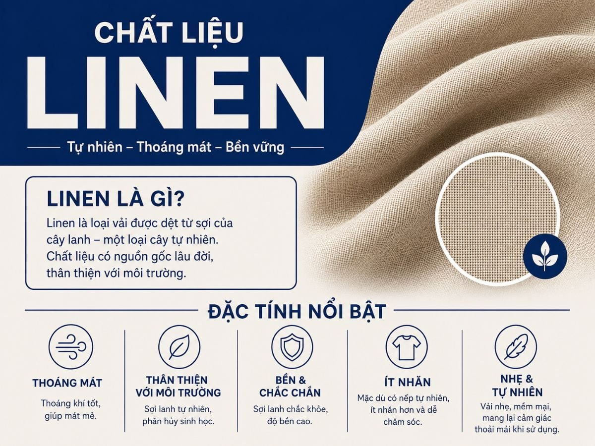Chất vải linen nhẹ, thoáng mát, phong cách cho mùa hè