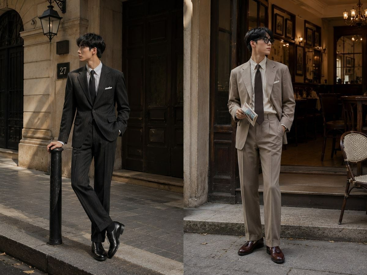 Nam giới mặc suit vừa vặn theo phong cách classic