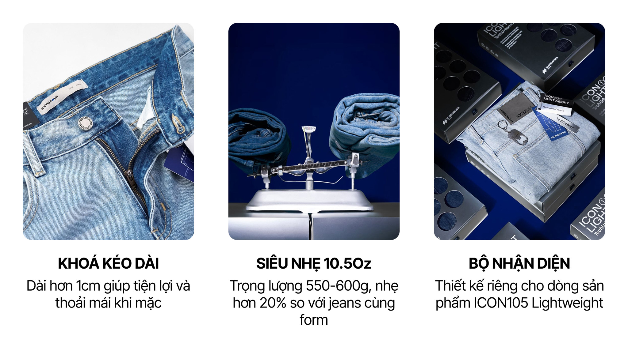 Quần Jean Nam Siêu Nhẹ Ống Suông Light Grey ICON105 Form Straight