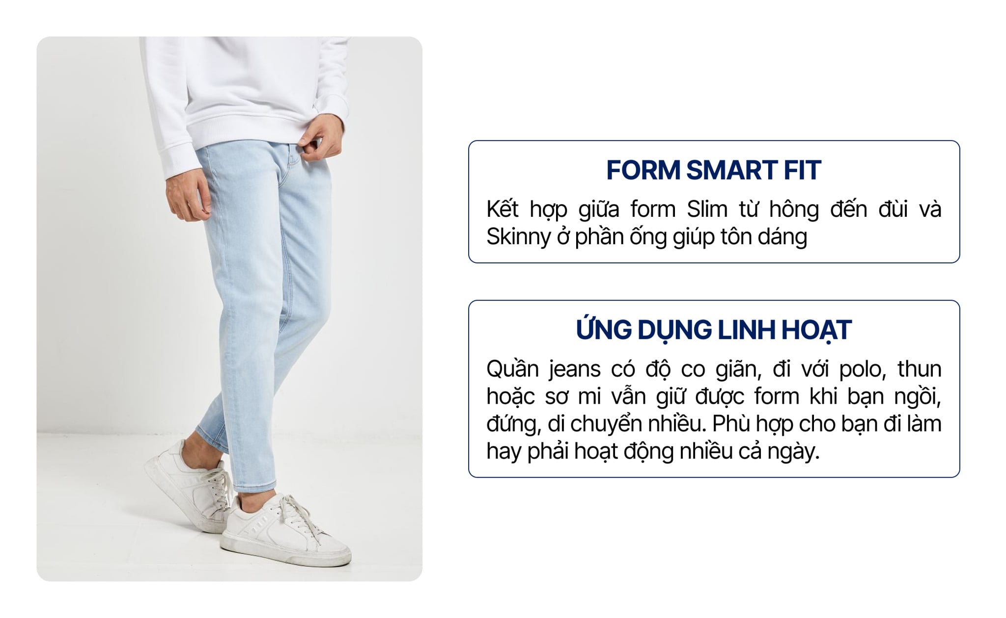 Quần Smart Jeans Nam Siêu Co Dãn Grey Form Smart Fit