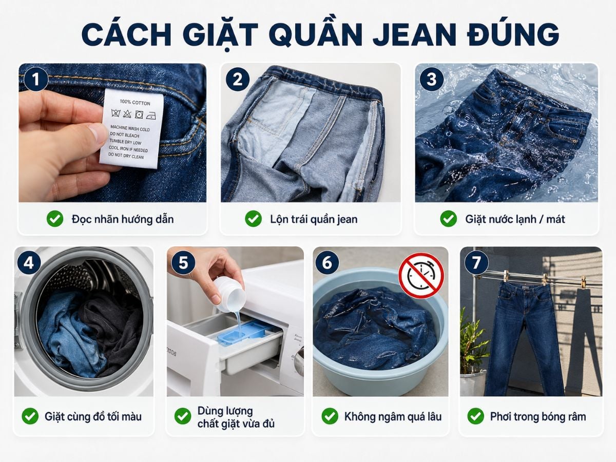 Tổng quan các bước mặt quần jean