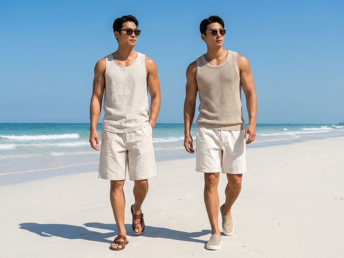 Áo ba lỗ và short rộng mang cảm giác tự nhiên, khỏe khoắn