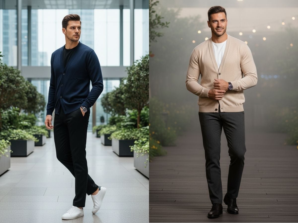 Áo cardigan phối áo thun trẻ trung