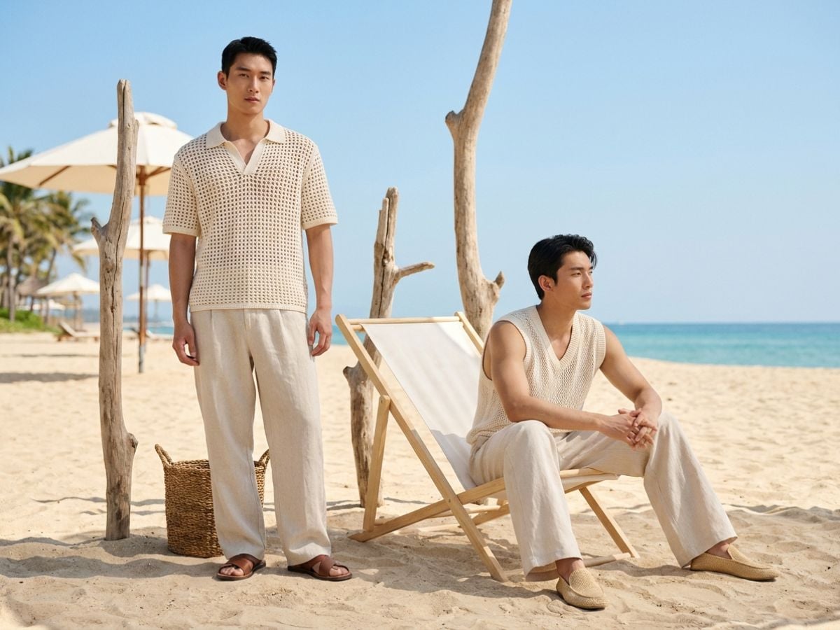 Áo crochet phối quần sáng màu tạo điểm nhấn nghỉ dưỡng