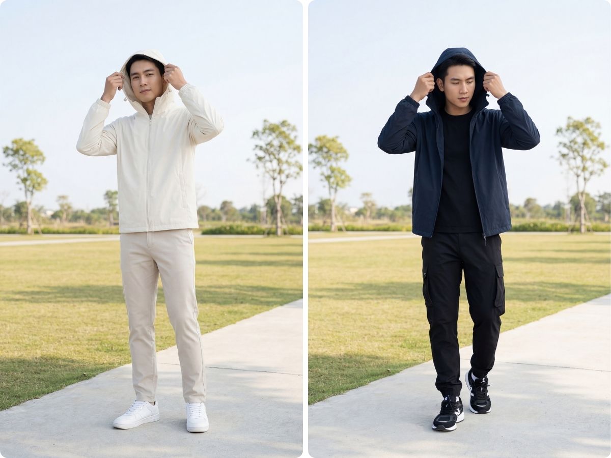 Áo gió có mũ tiện dụng khi đi ngoài trời