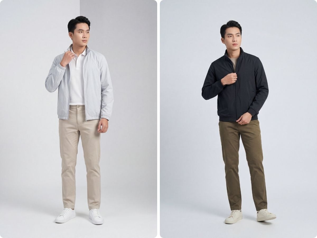 Áo gió phối kaki chỉn chu, dễ mặc nhiều dịp