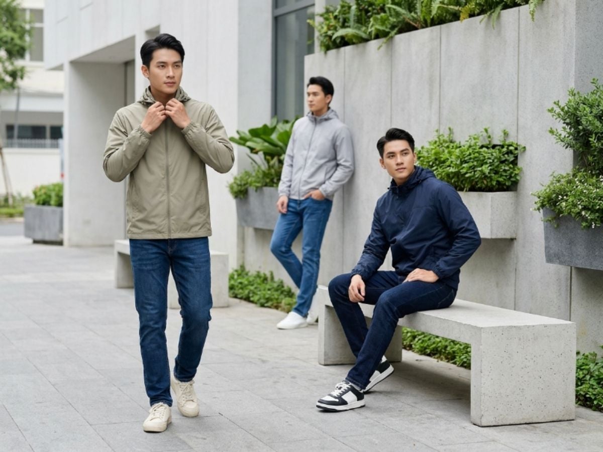 Áo gió phối quần jeans trẻ trung, mặc hằng ngày