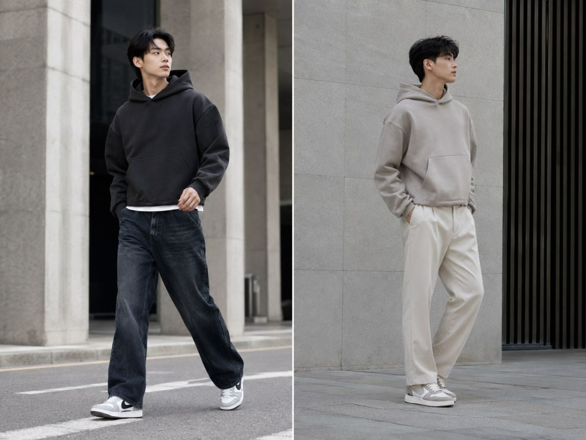 Áo hoodie boxy đứng dáng, gọn gàng