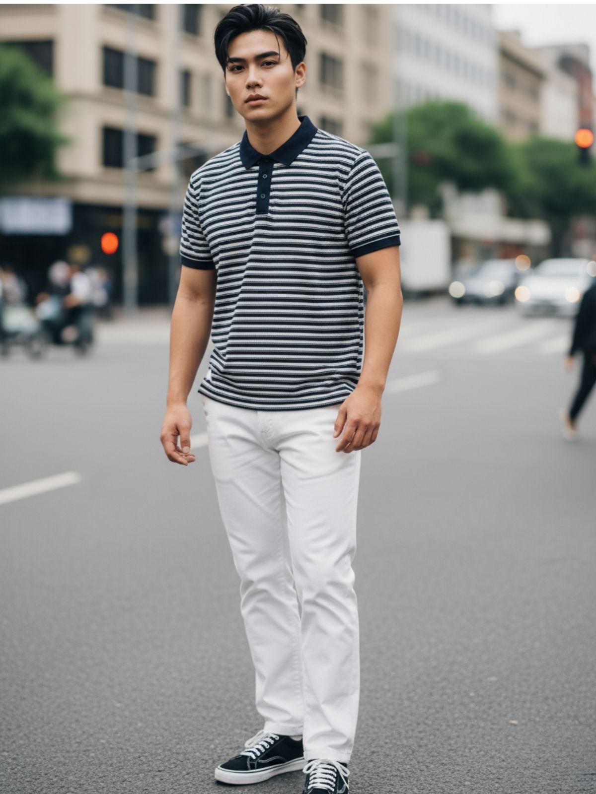 Áo polo kẻ sọc nam phong cách smart casual thanh lịch