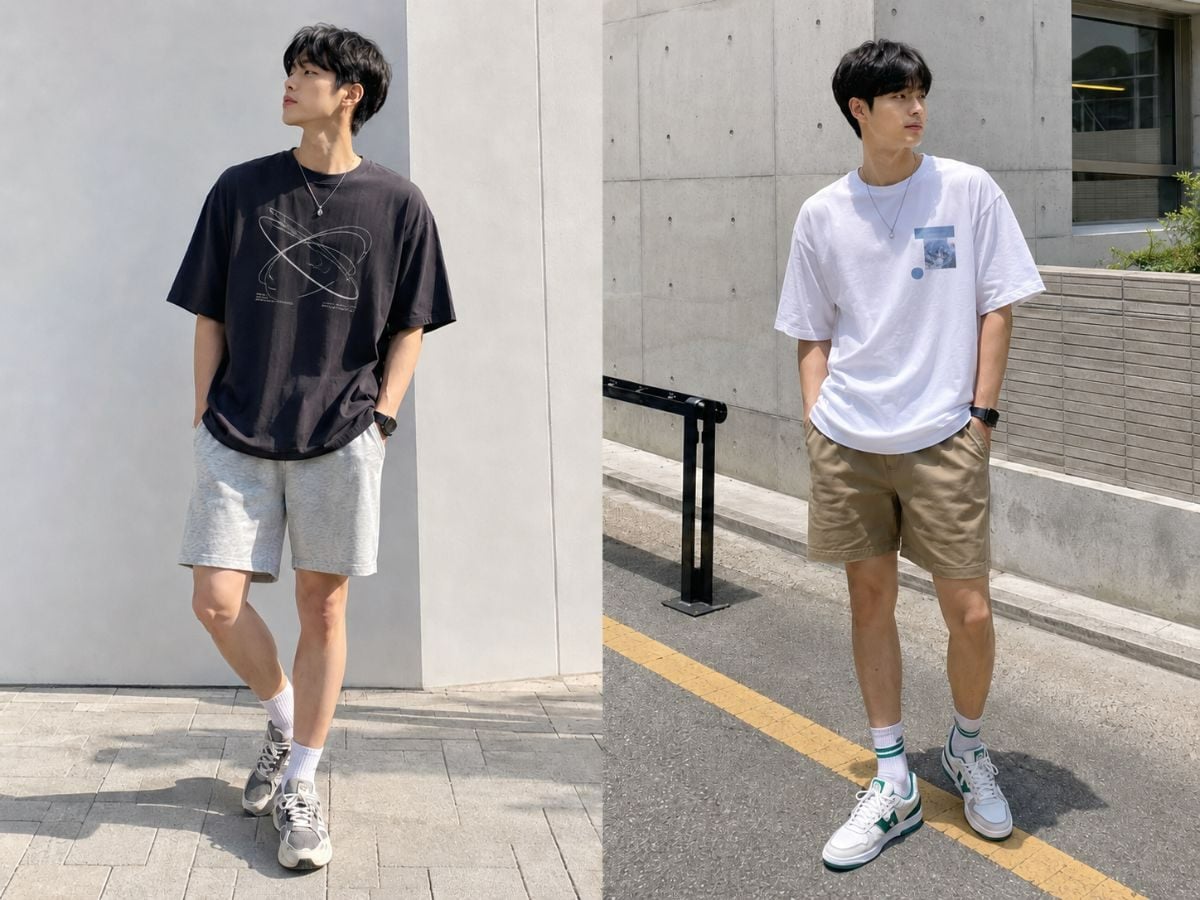 Áo thun loose fit phối quần short