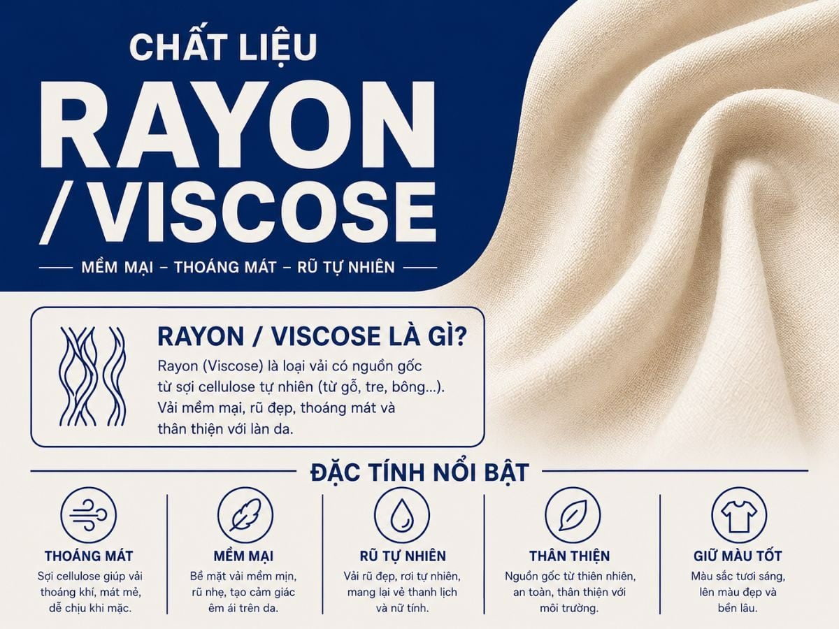 Chất liệu Rayon hoặc Viscose cho mùa hè