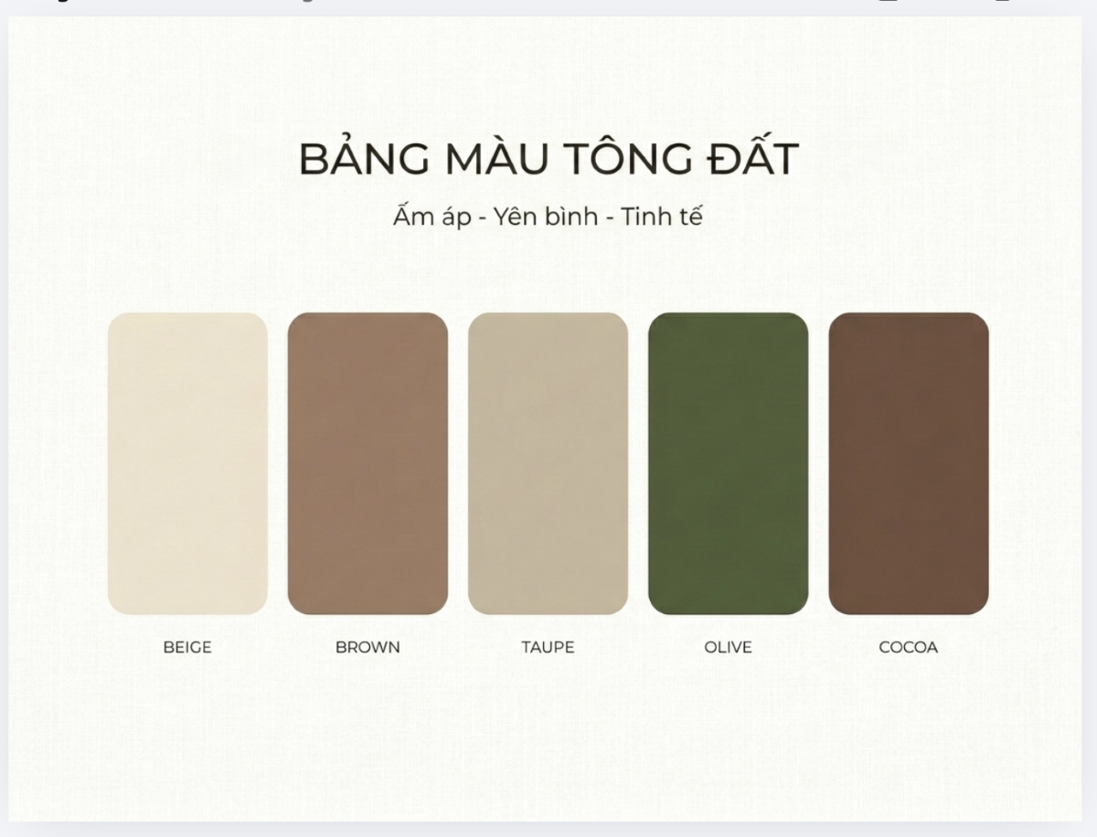 Bảng màu đất ấm áp, gần gũi