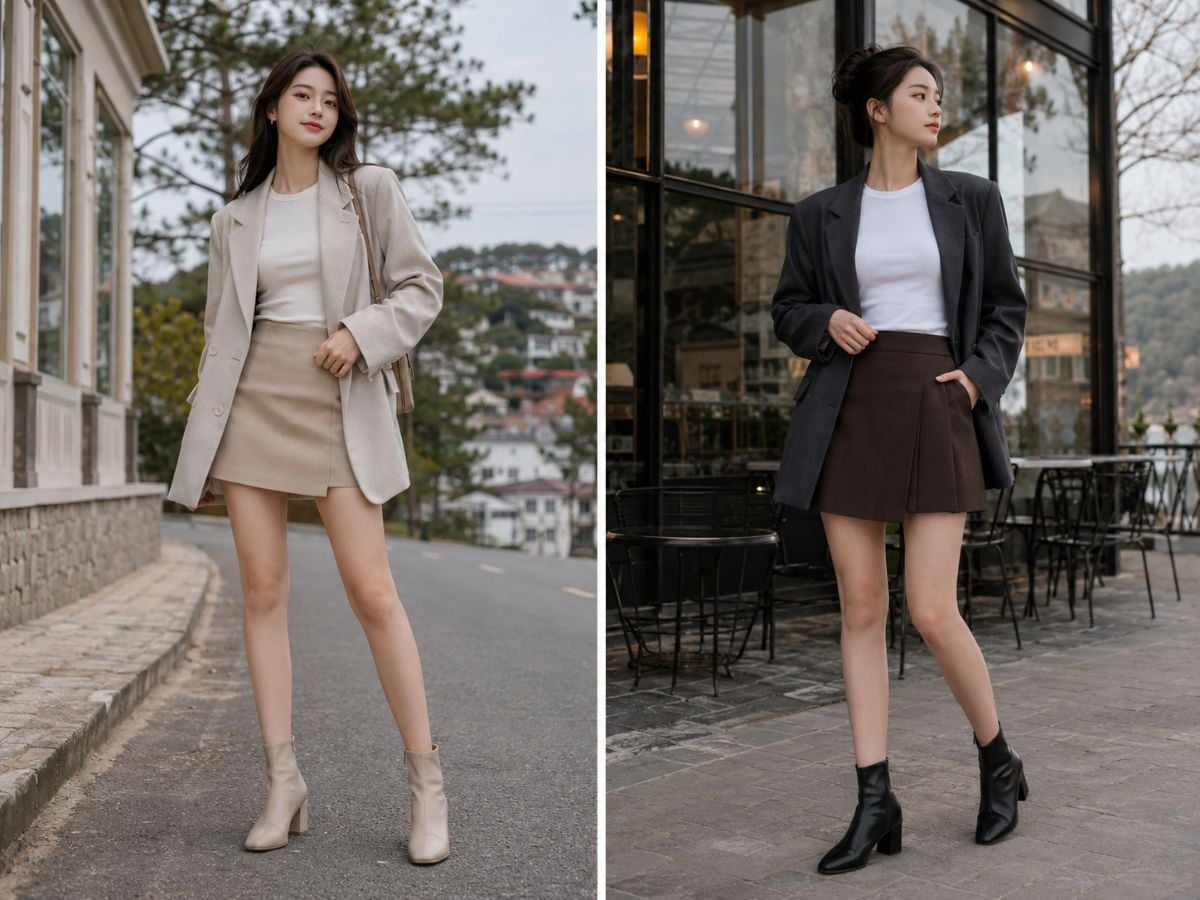 Blazer phối chân váy tạo tổng thể trẻ trung, thanh lịch và dễ ứng dụng