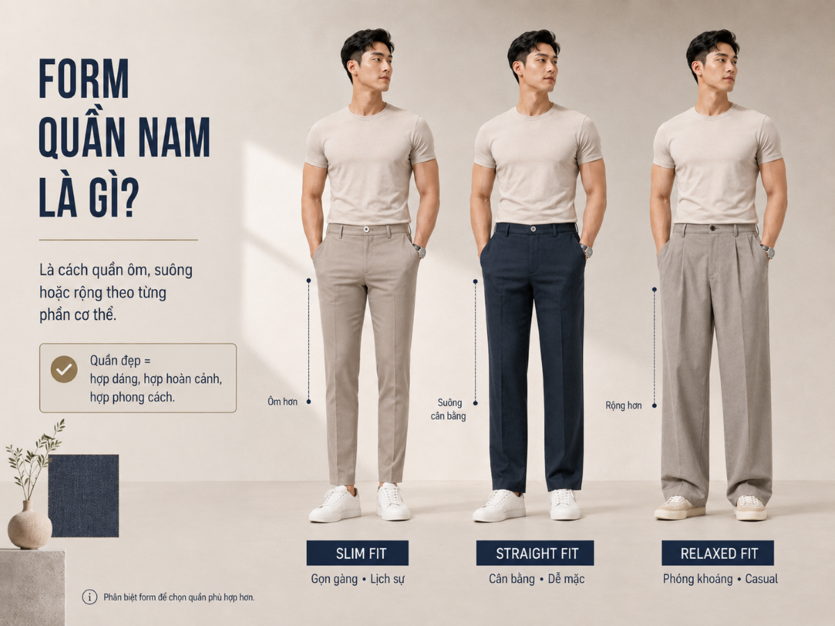 Các form quần nam phổ biến