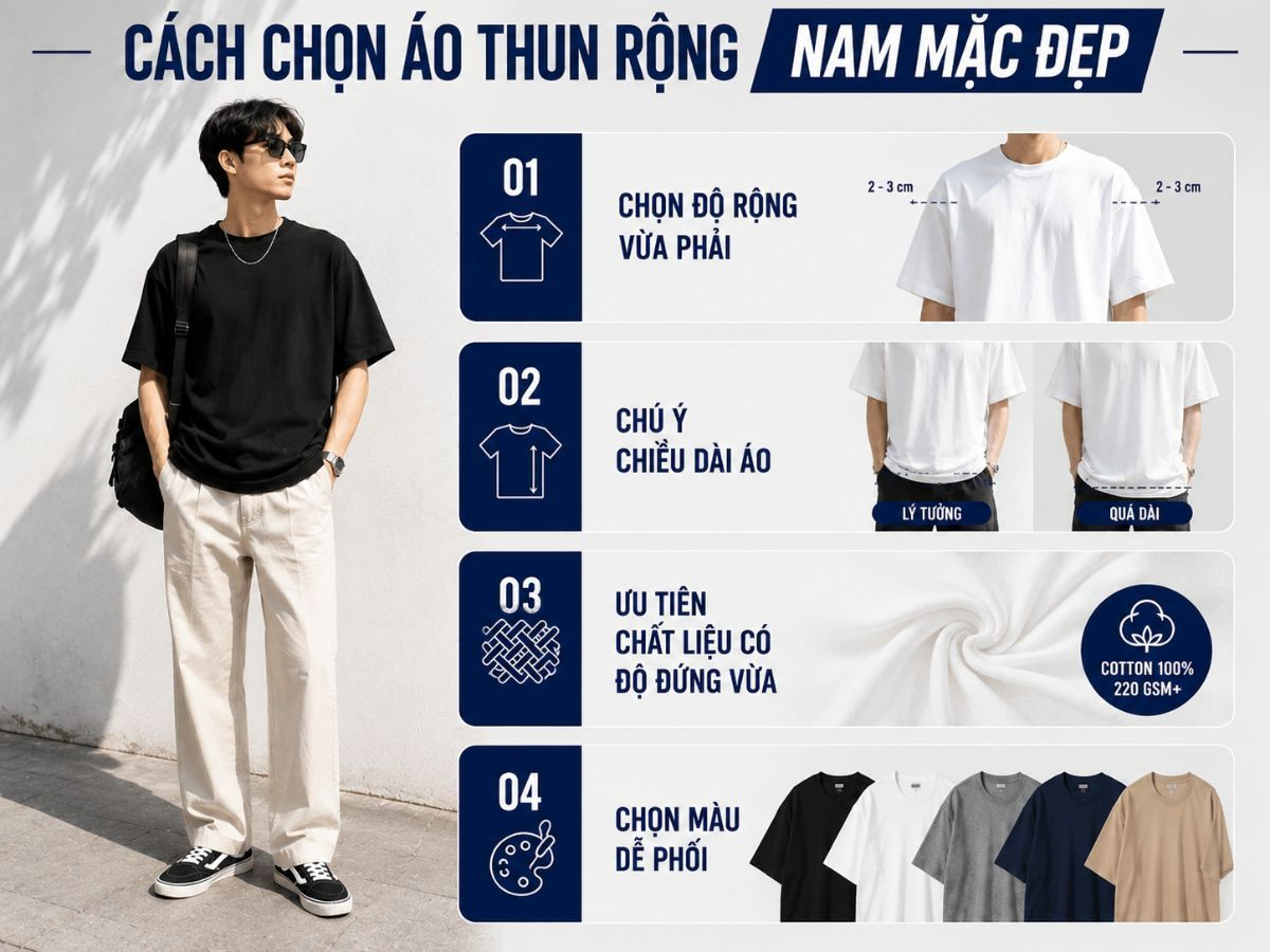 Cách chọn áo thun form rộng