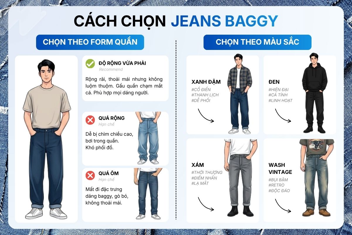 Cách chọn quần jean baggy