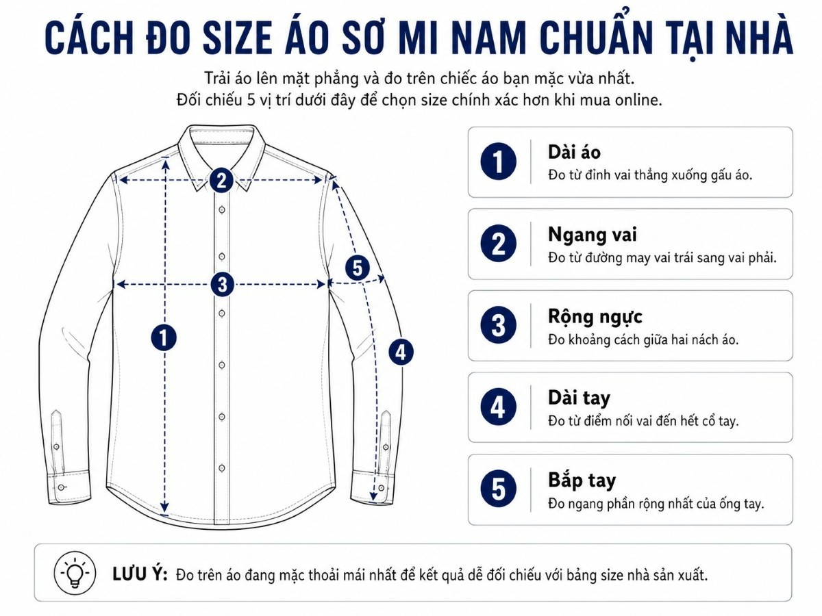 Cách đo size áo sơ mi tại nhà