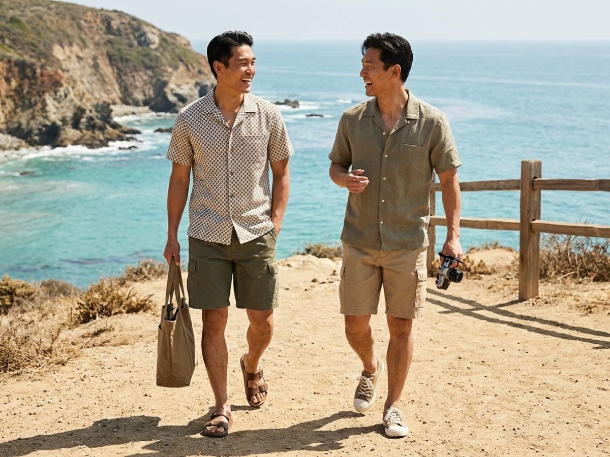 Camp collar phối short túi hộp tạo vẻ casual khỏe khoắn