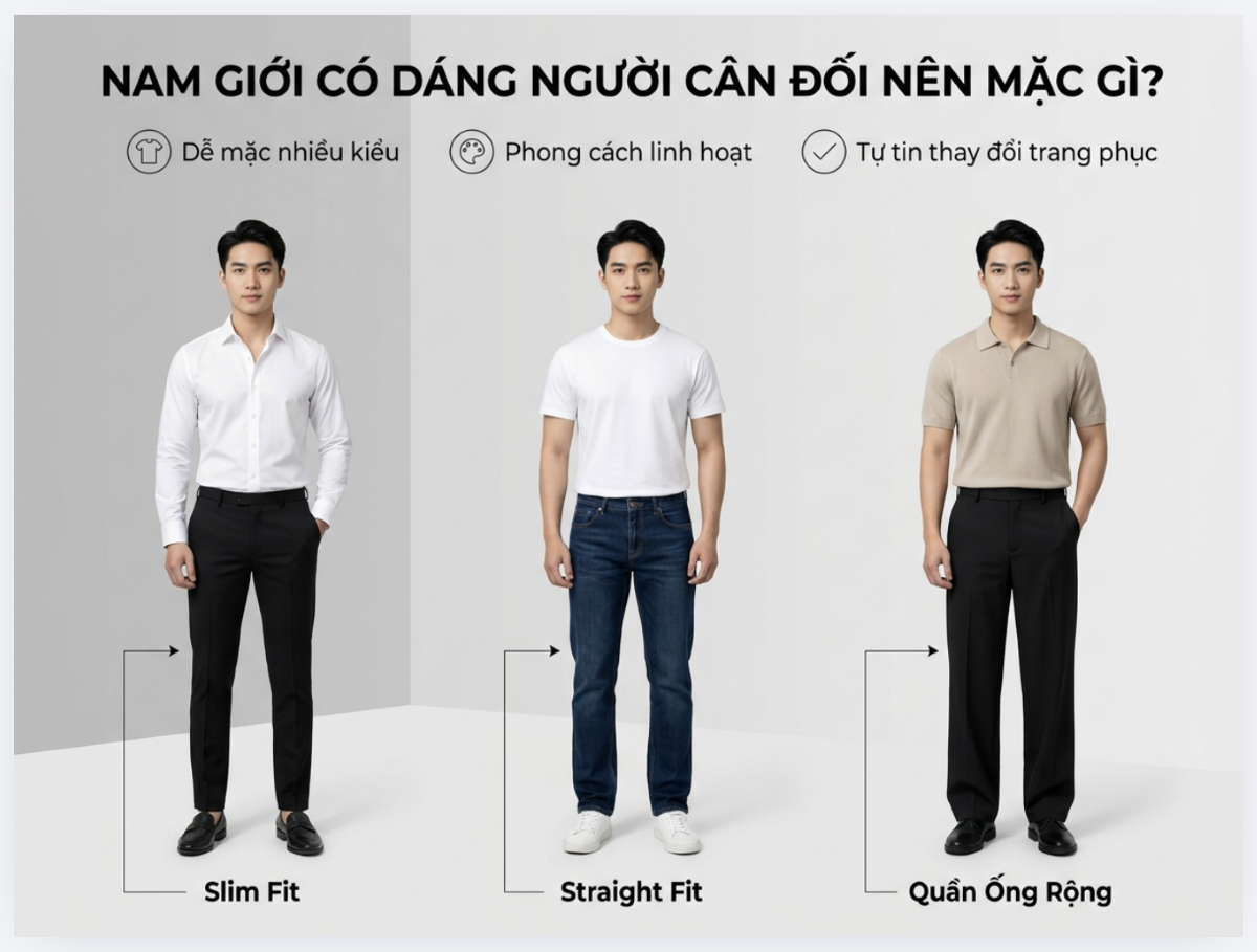 Chọn quần dành cho dáng người cân đối