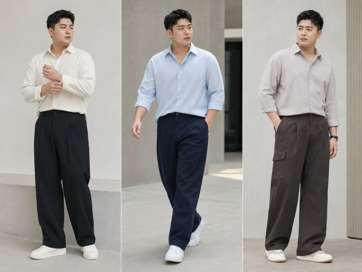 Phối áo sơ mi sáng màu và quần baggy tối