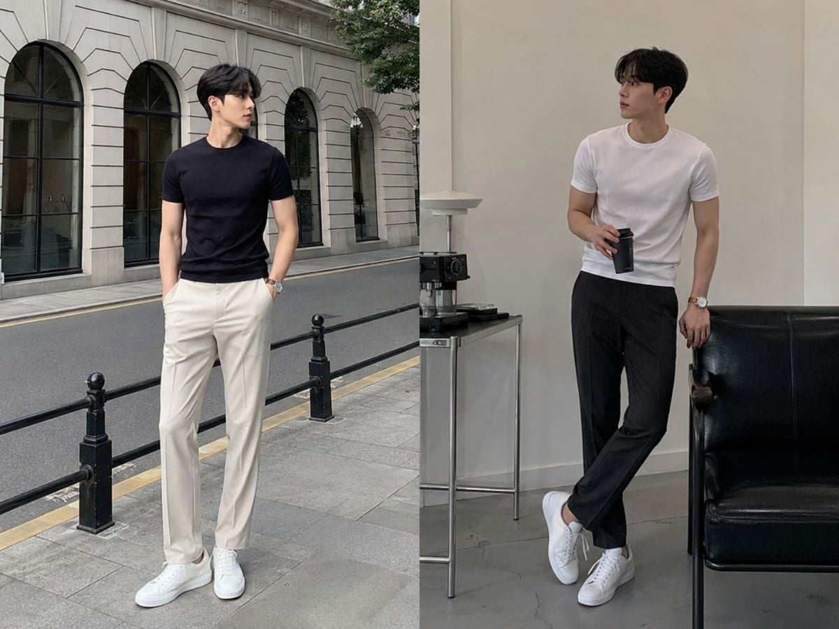 Áo thun slim fit phù hợp với outfit casual tối giản