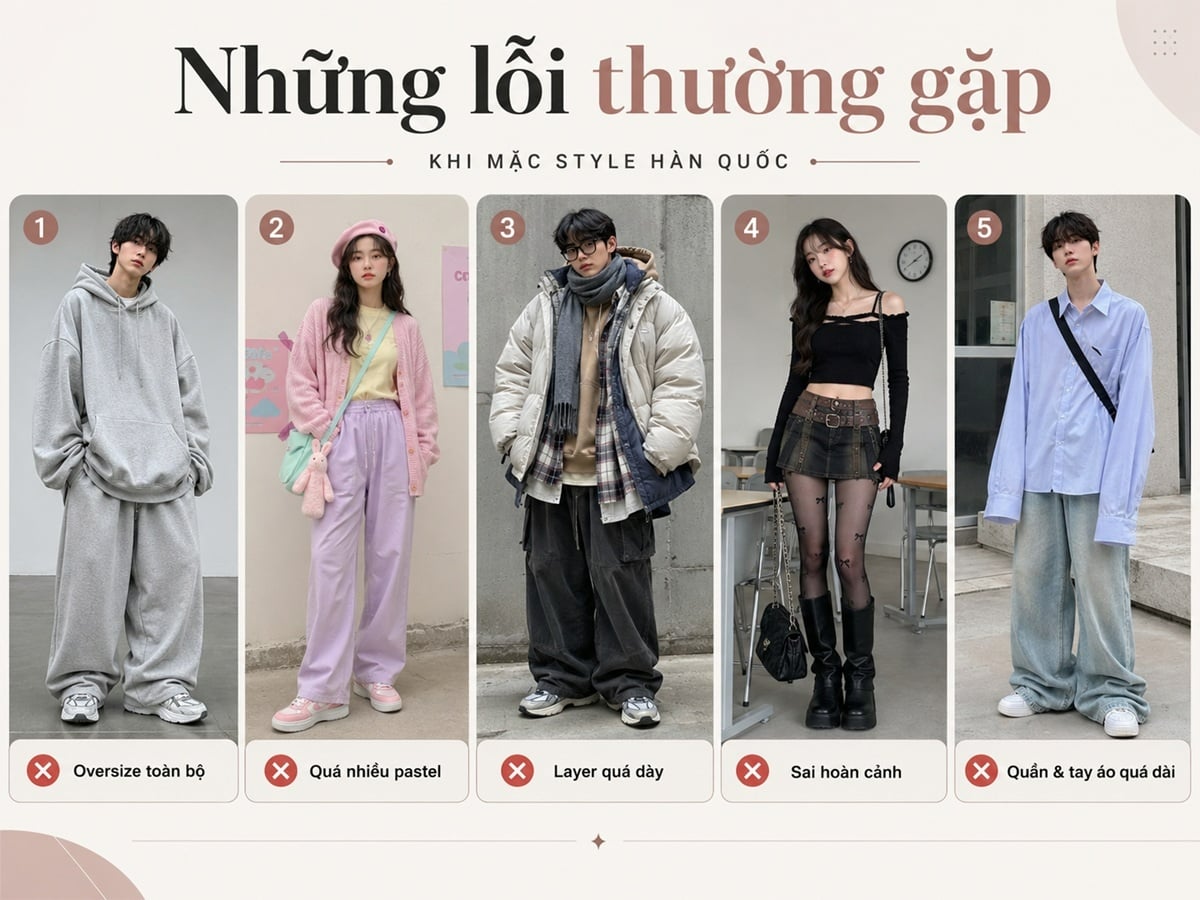 Lỗi thường gặp khi phối đồ style Hàn Quốc
