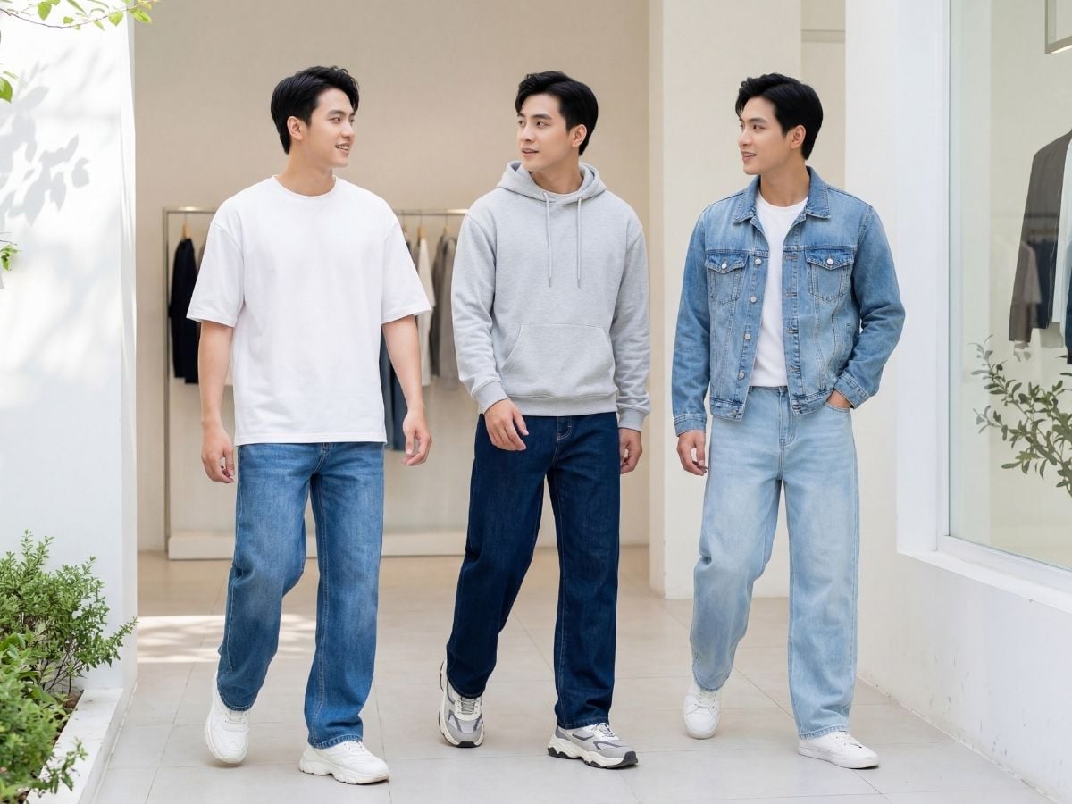 Mix and match với jeans ống rộng