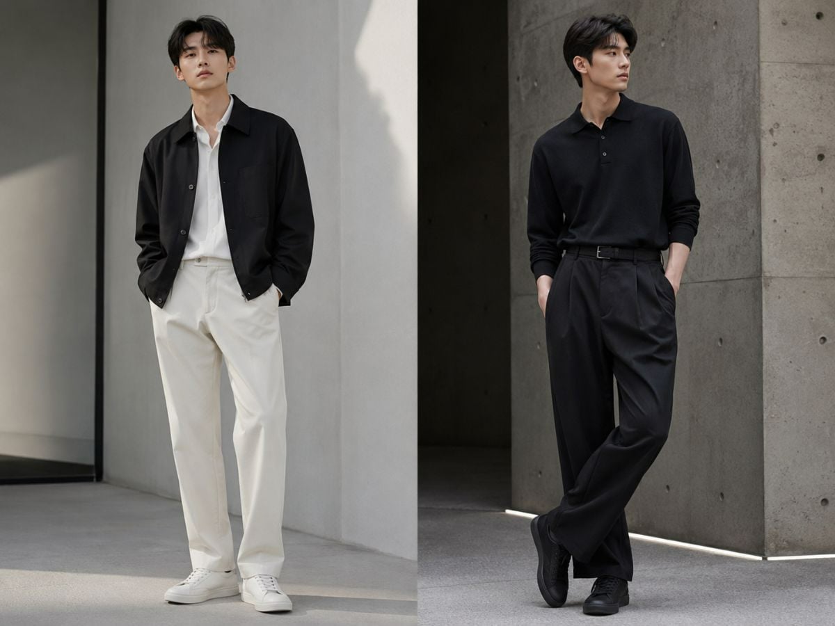 Outfit nam tối giản với phom gọn và bảng màu trung tính