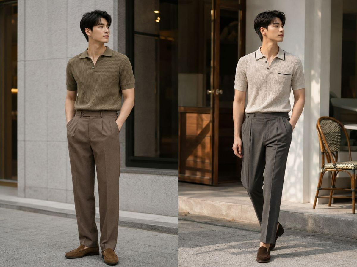 Áo polo dệt kim lịch lãm phong cách retro