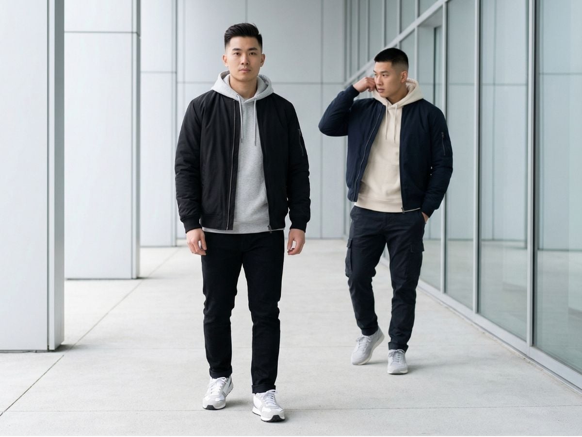 Bomber phối hoodie tạo chiều sâu, trẻ và cá tính