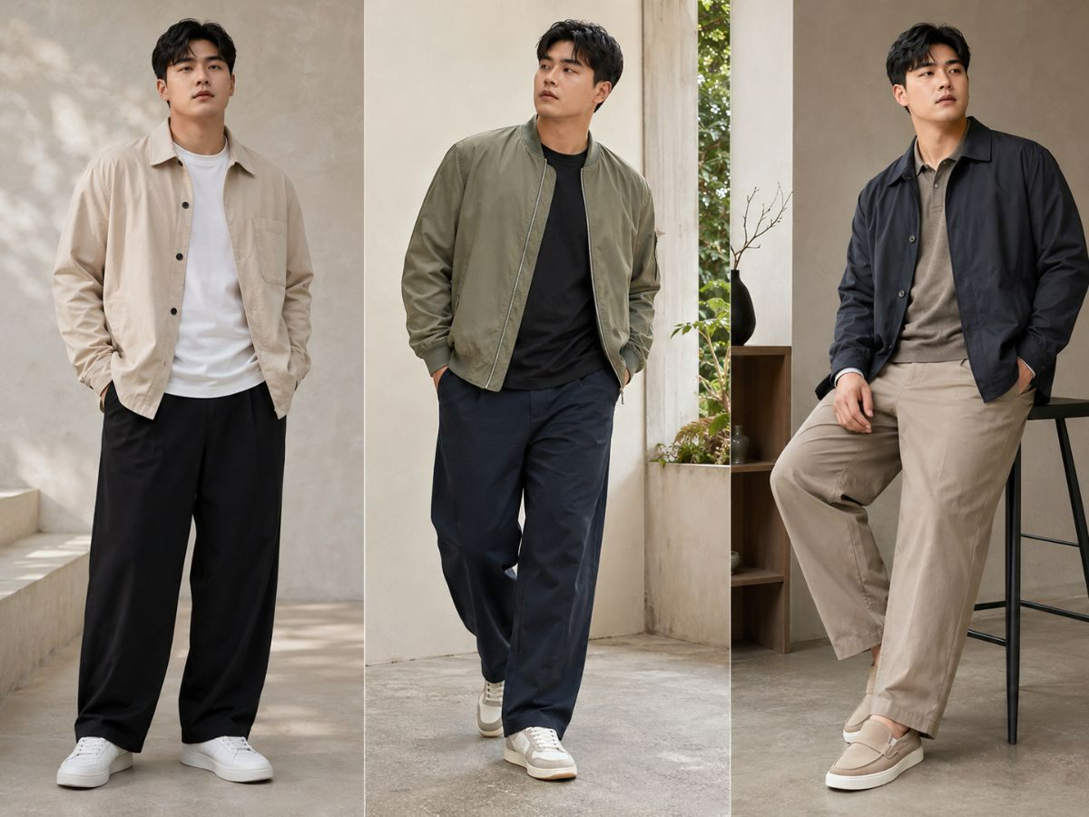 Phối áo khoác nhẹ và quần baggy