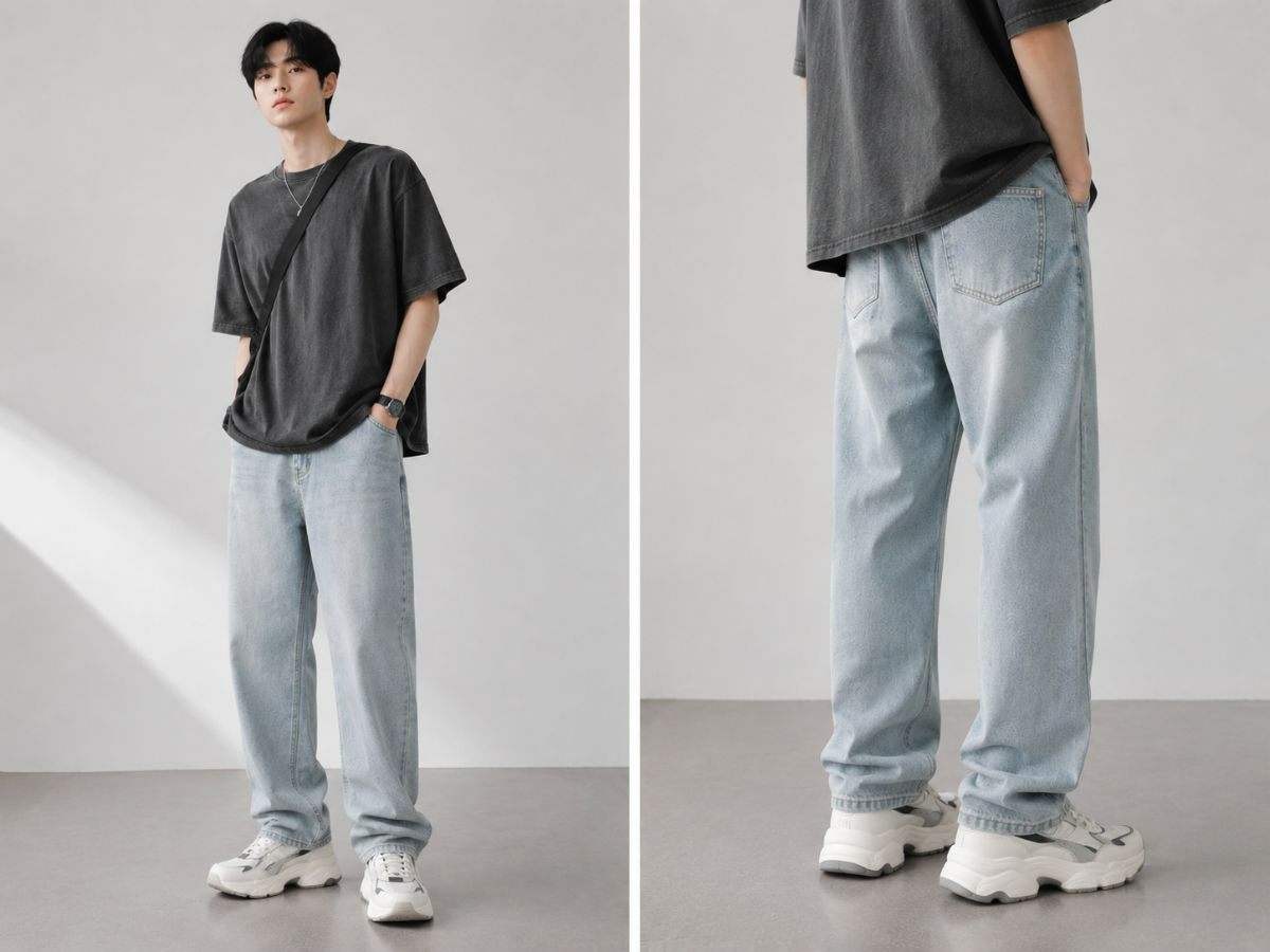 Phối áo thun rộng mang giày chunky