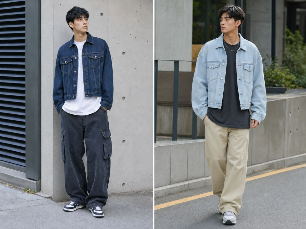 Loose fit phối layer áo khoác ngắn