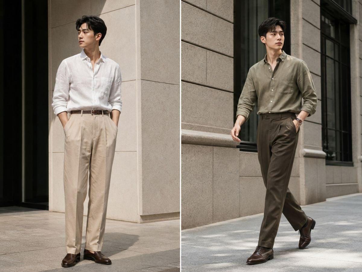 Phối đồ retro với quần tây xếp ly