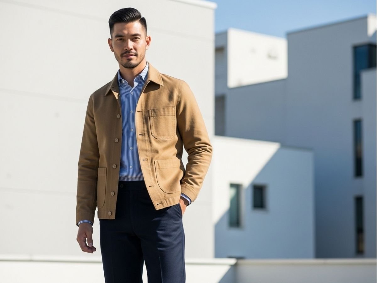 Phối đồ workwear mùa đông với áo khoác kaki