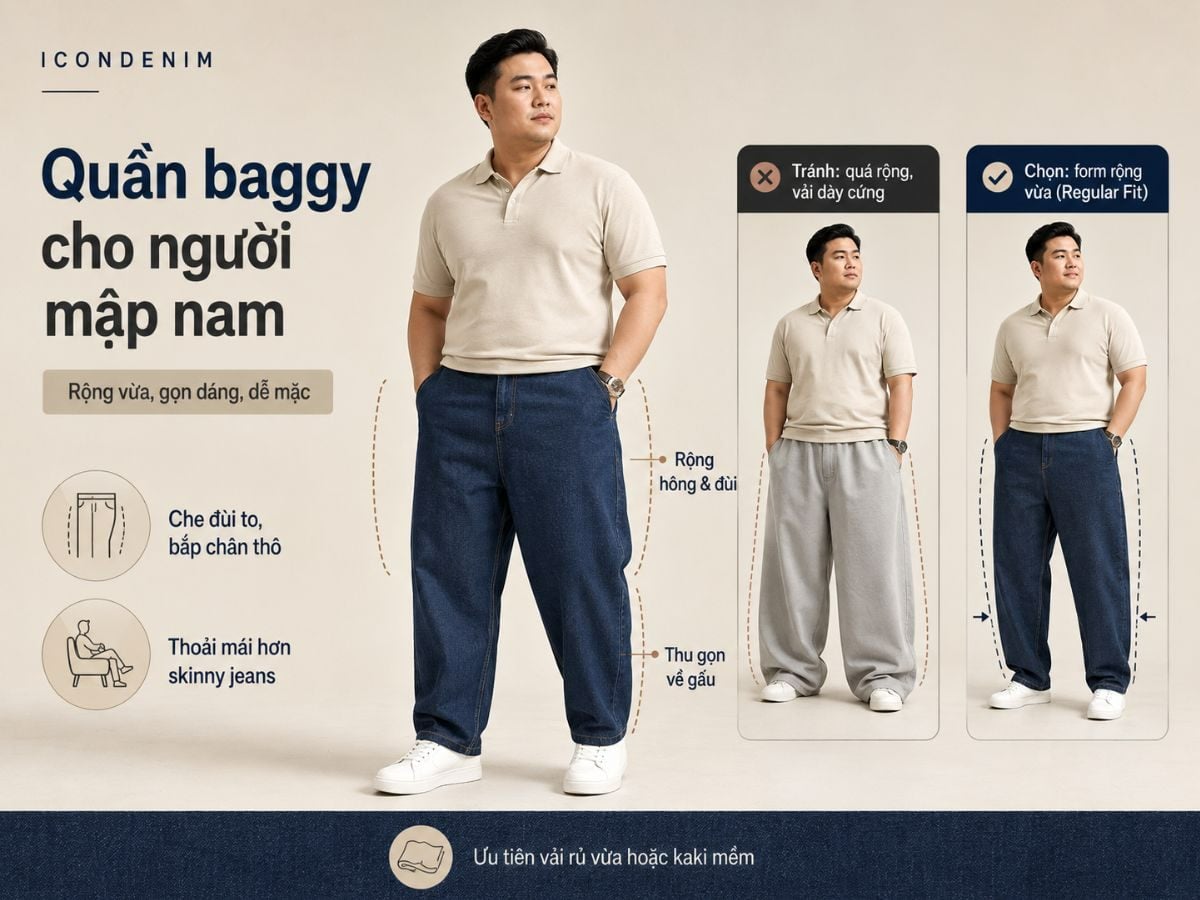Quần baggy cho người mập nam