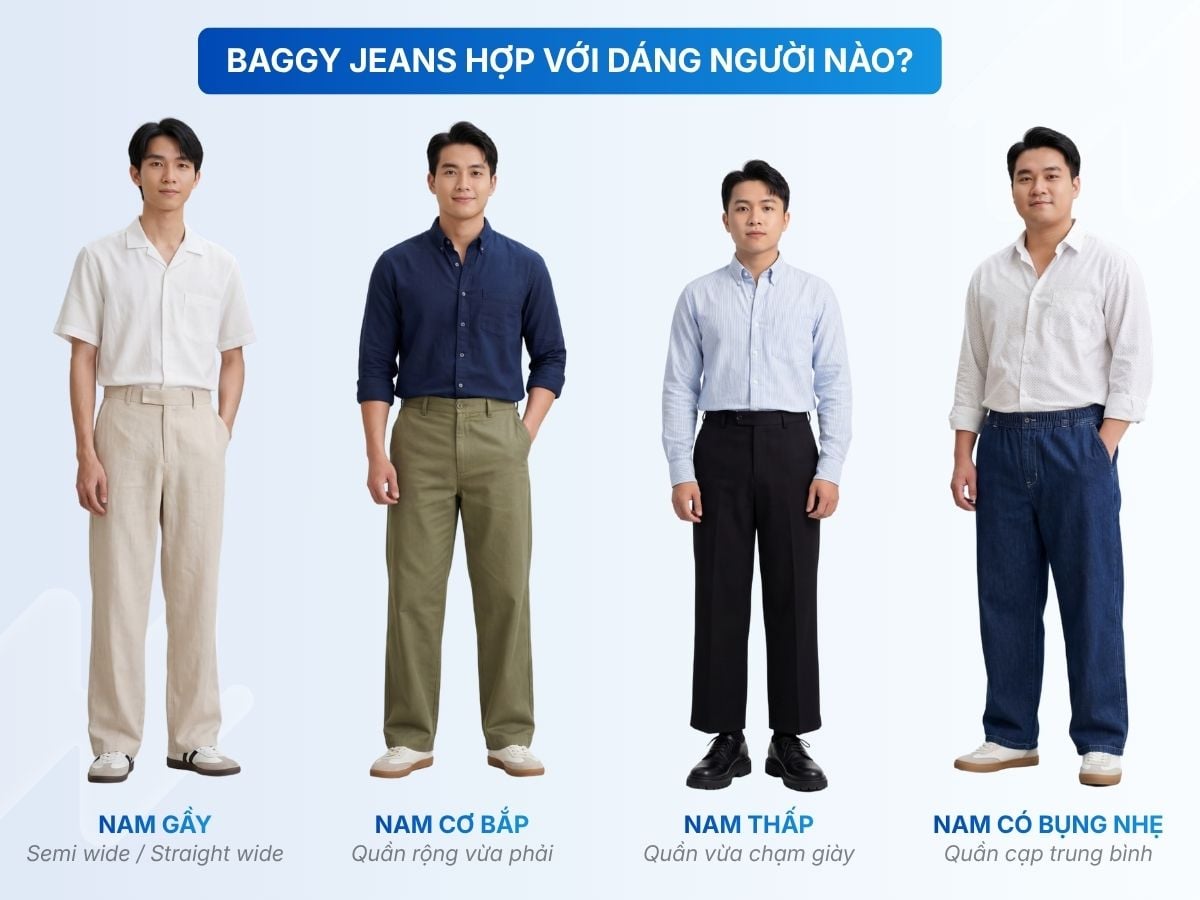 Quần ống rộng phù hợ với nhiều dáng người