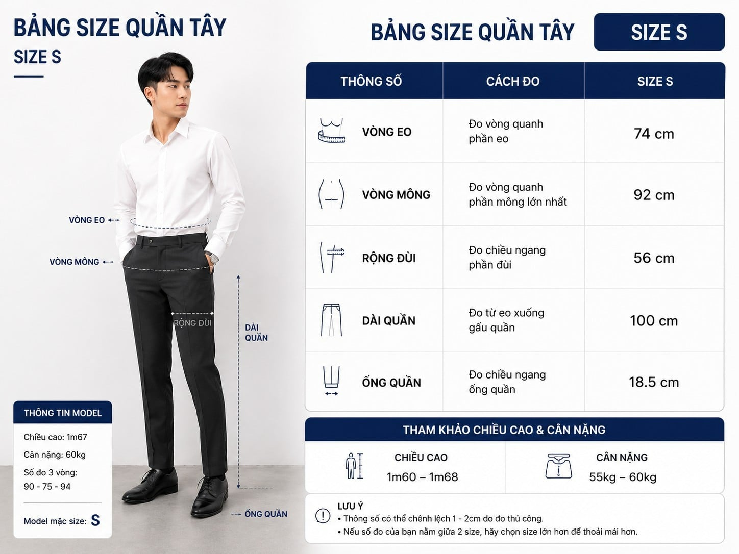 Quần tây size S