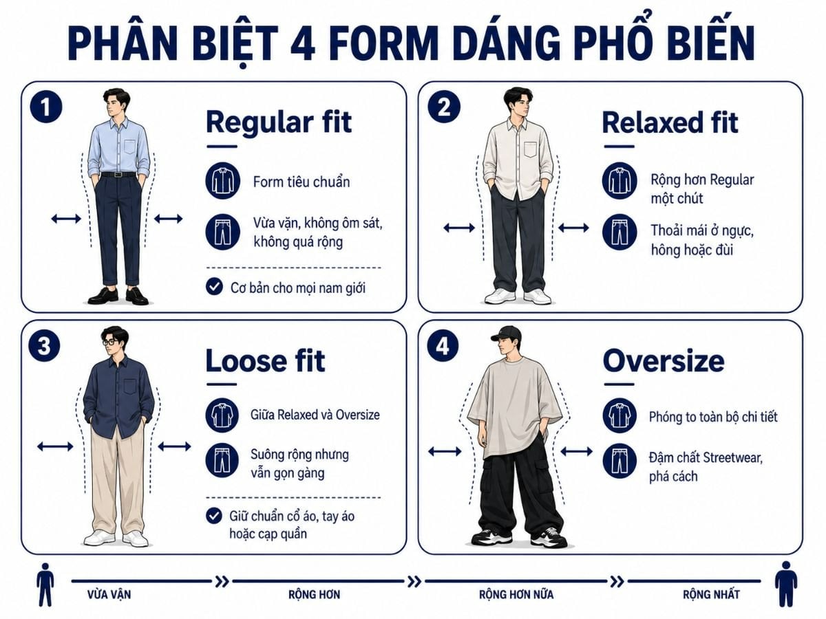 So sánh form loose fit với các form phổ biến