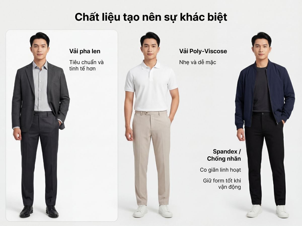 Sự khác biệt của quần tây nam cao cấp và thông thường