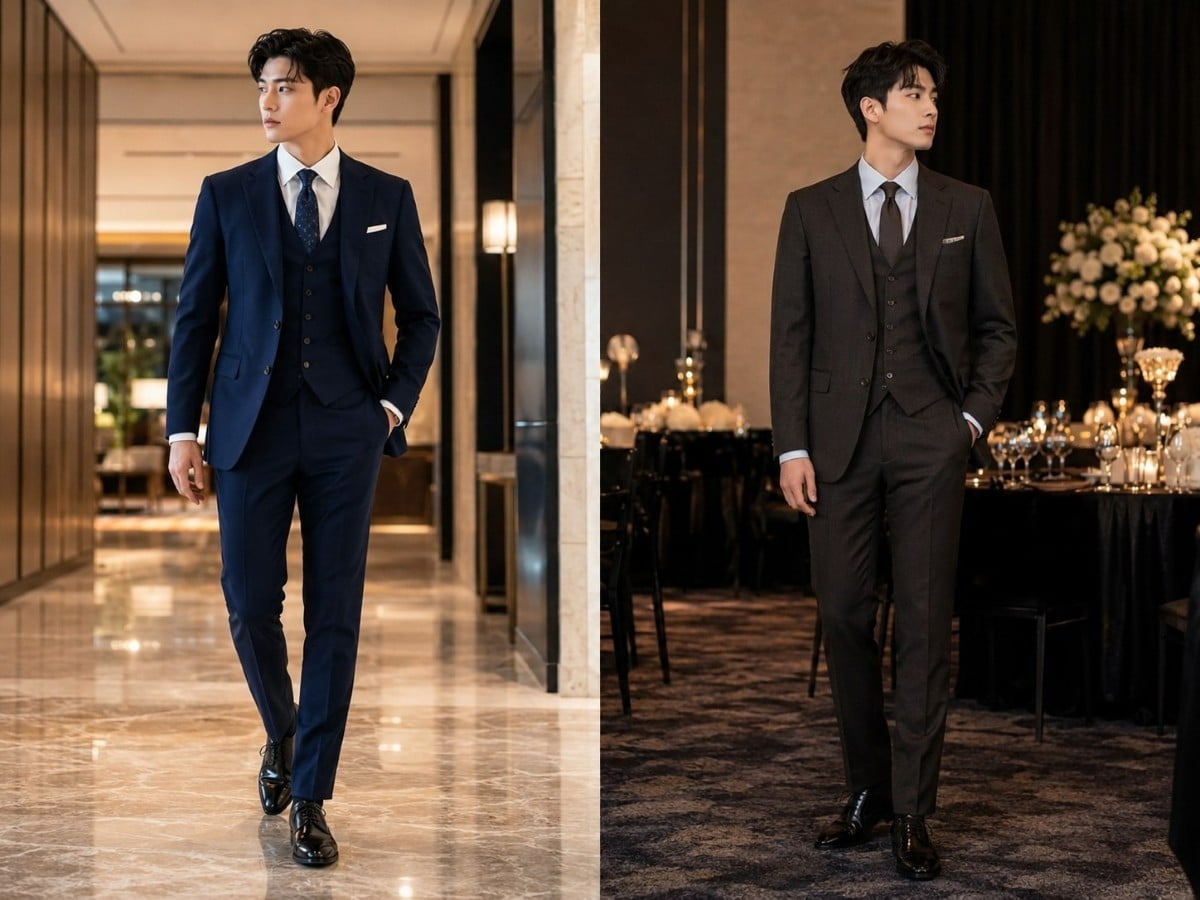 Suit 3 mảnh có thêm áo gile mặc bên trong