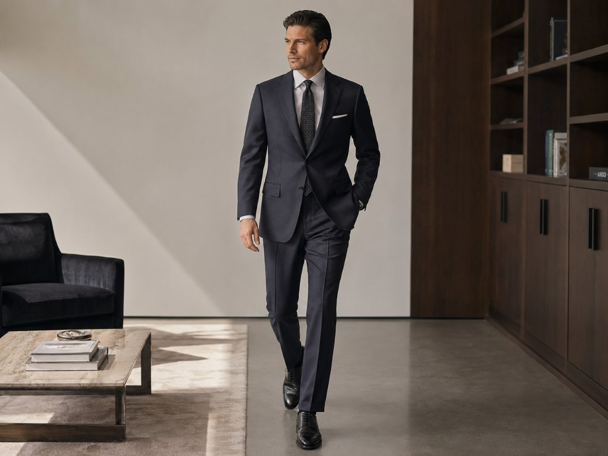 Suit kiểu Ý phần vai mềm và đường eo được xử lý gọn