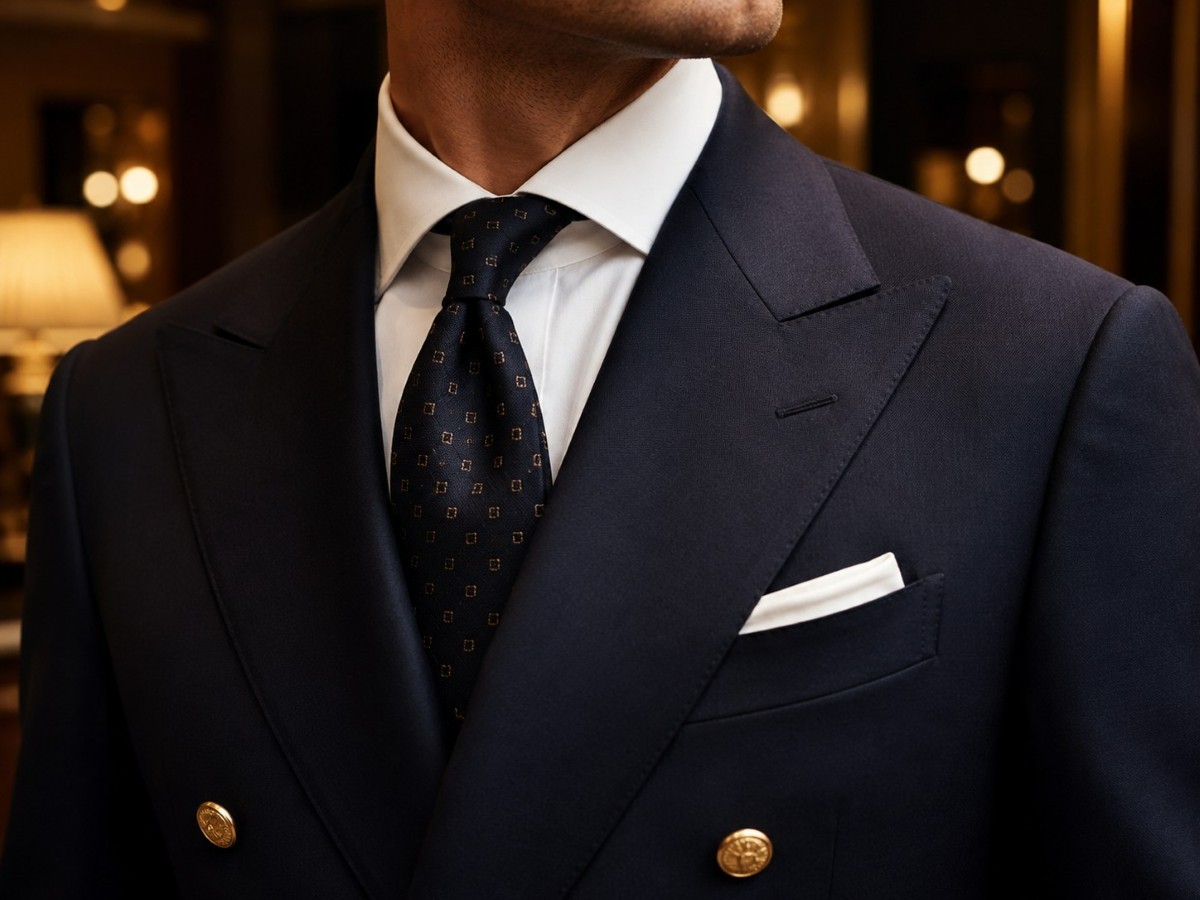 Suit ve xếch có phần đầu ve hướng lên